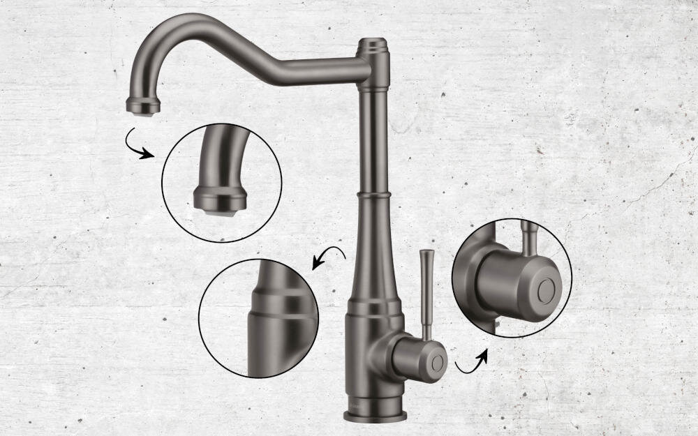 DEANTE Temisto BQTM21M design ręczna praca armatura technologia retro pokrętła