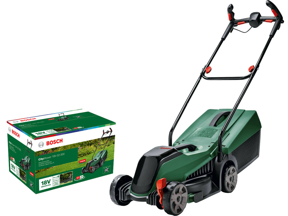 Kosiarka akumulatorowa BOSCH CityMower 18V-32-300 06008B9A08 zawartosc opakowania