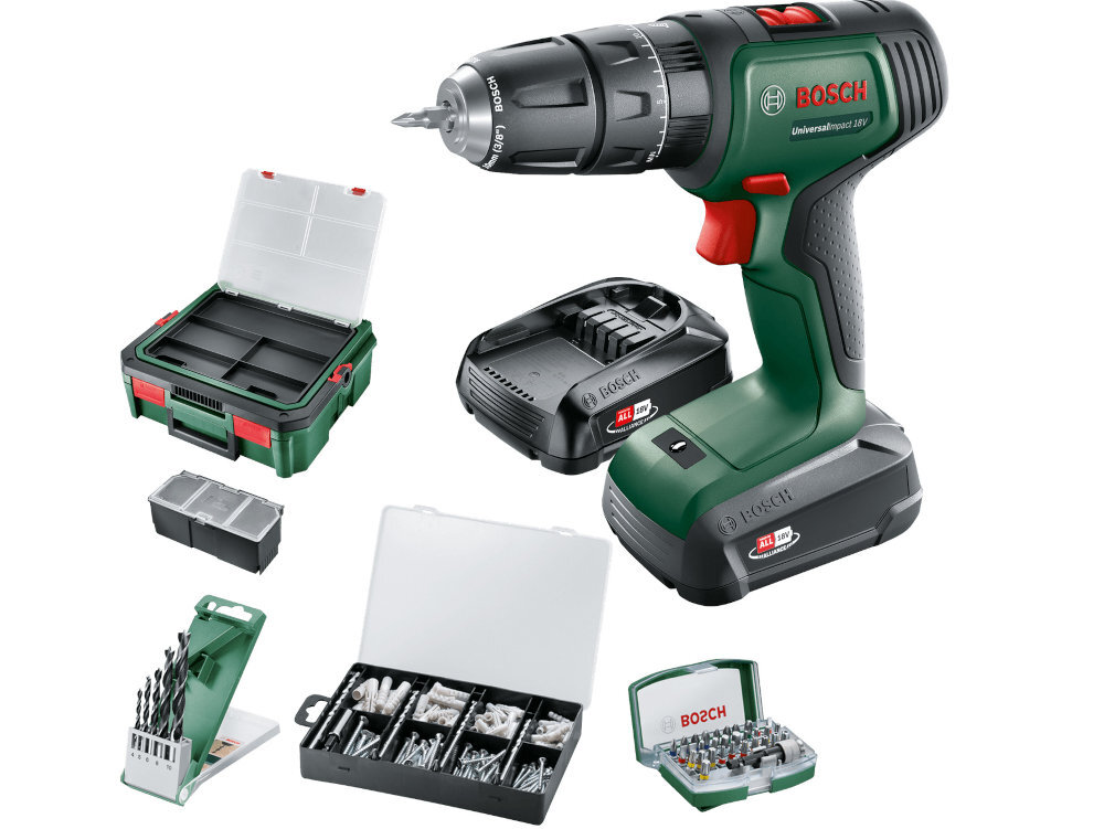 Wiertarko-wkrętarka akumulatorowa BOSCH UniversalImpact 18V przechowywanie ochrona pewność narzędzia akcesoria