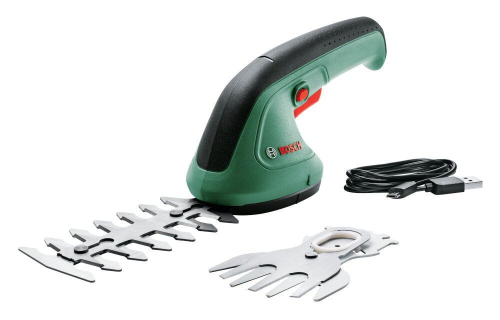 Nożyce do żywopłotu - trawy BOSCH EasyShear 0600833303 akumulatorowe niewielkie reczne urzadzenie do przycinania zywoplotu krzewow do formowania krawedzi trawnika lekka konstrukcja 0,53 kg