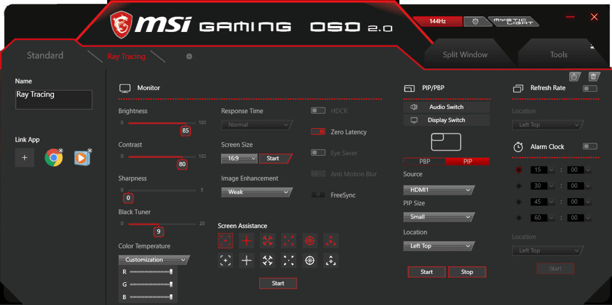 MSI Optix MAG274QRX aplikacja gaming osd app