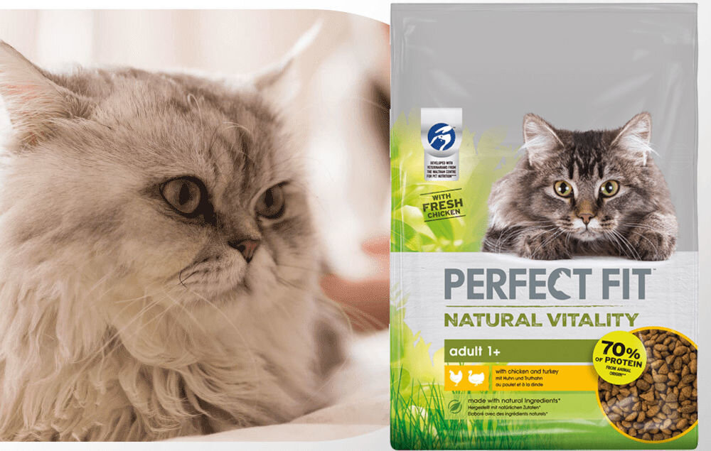 Karma dla kota PERFECT FIT Natural Vitality Kurczak z indykiem 650 g dawkowanie analiza sklad