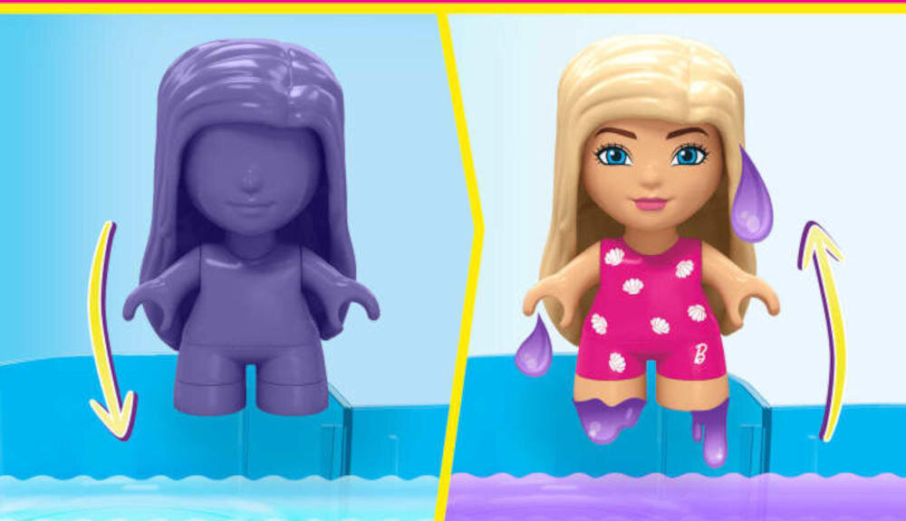 MATTEL Barbie Mega Construx Domek Marzeń HHM01 basen serce mikrolalki wygląd zmiana transformacja woda ciepła zimna