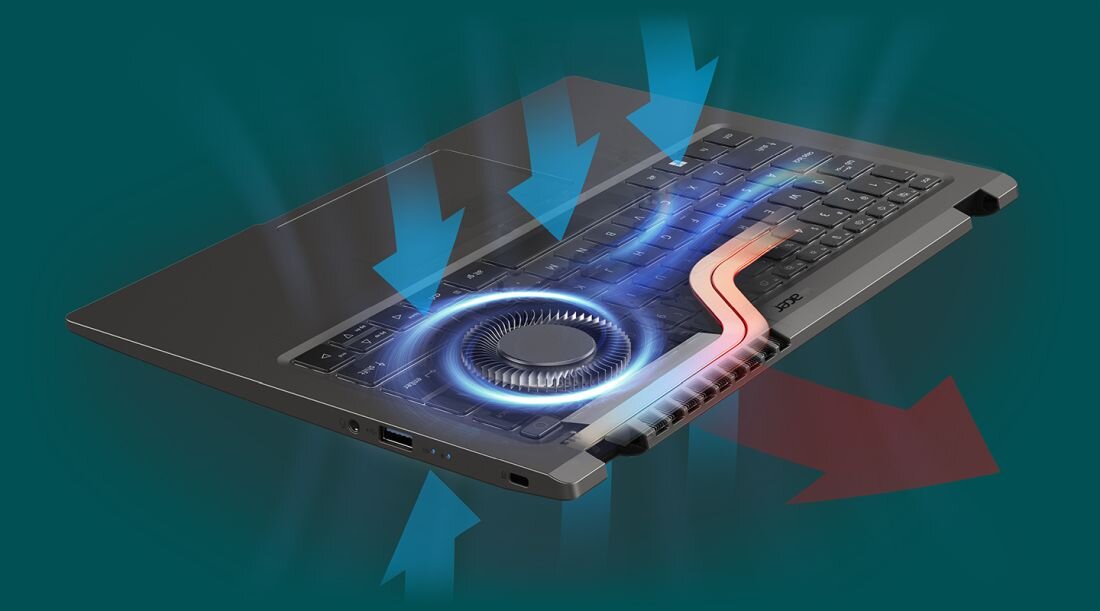 Laptop ACER Swift X SFX14-51G - odprowadzanie ciepła