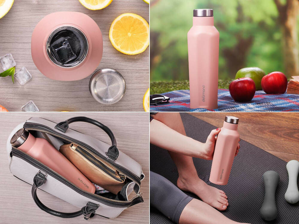 Butelka termiczna DELIMANO Hot&Cold Brava Rozowy wykonanie wysoka jakosc technologia podwojnej prozni szeroki wlot o srednicy 4cm