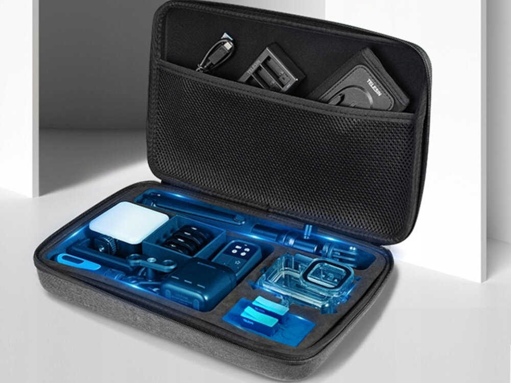 Etui TELESIN GP-PRC-311 do HERO 5/6/7/8/9/10 Black Szary dodatkowe miejsce pojemność