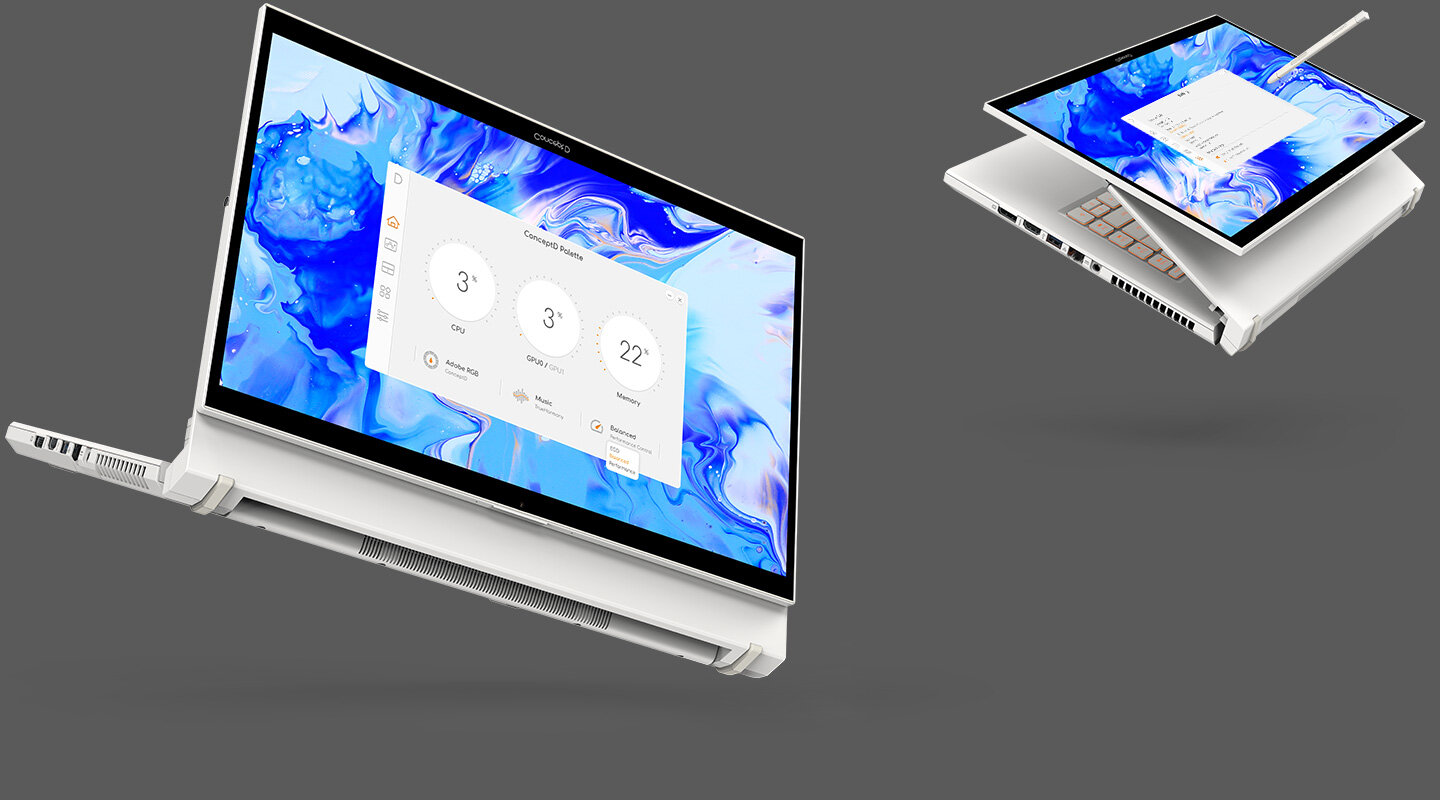 Laptop ACER ConceptD 7 Ezel Pro pełna paleta