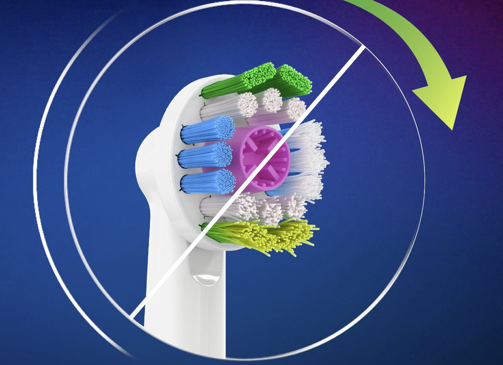 Oryginalna końcówka szczoteczki ORAL-B 3D White 18-2 N (2 szt.) (Unikalna nakładka polerująca) usuwanie płytki bakteryjnej skuteczniej zwalczają płytkę niż szczoteczka manualna  kształt włókien zdrowe dziąsła