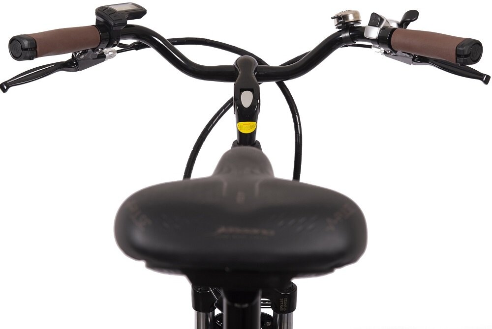 Rower elektryczny MBM E828 Pulse D18 28 cali damski Czarny czarnym kolorze oświetlenie na przód i tył osłona łańcucha bagażnik