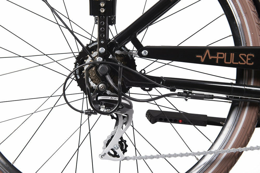 Rower elektryczny MBM E828 Pulse D18 28 cali damski Czarny przerzutki tylne manetka SHIMANO Nexus niezawodnością