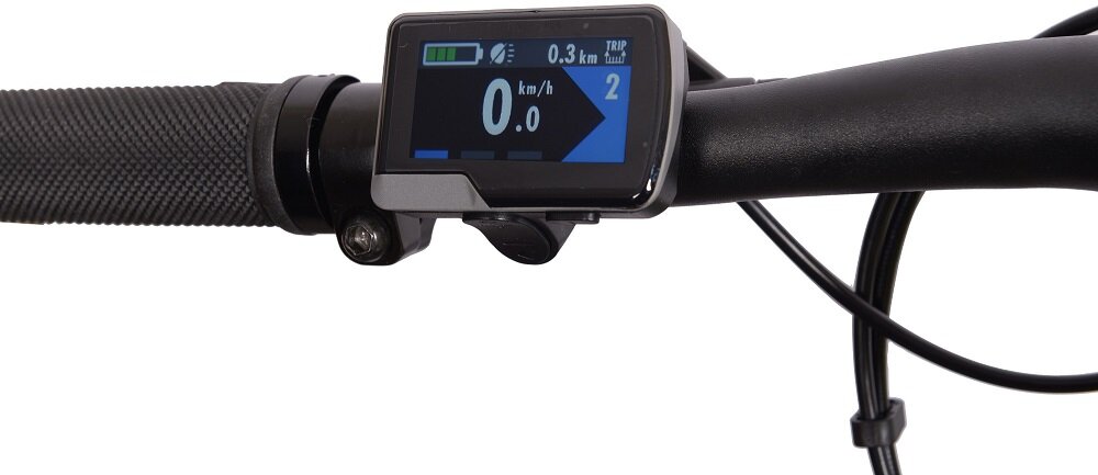 Rower elektryczny MBM E406 Chaos M15 26 cala męski Czerwony bagażnik wyświetlacz LCD