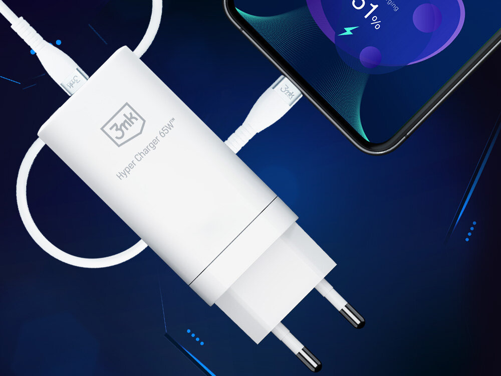 Ładowarka sieciowa 3MK Hyper Charger 65W Biały quick charge 4.0