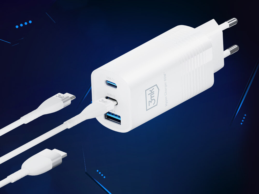 Ładowarka sieciowa 3MK Hyper Charger 65W złącze usb-C 3 porty