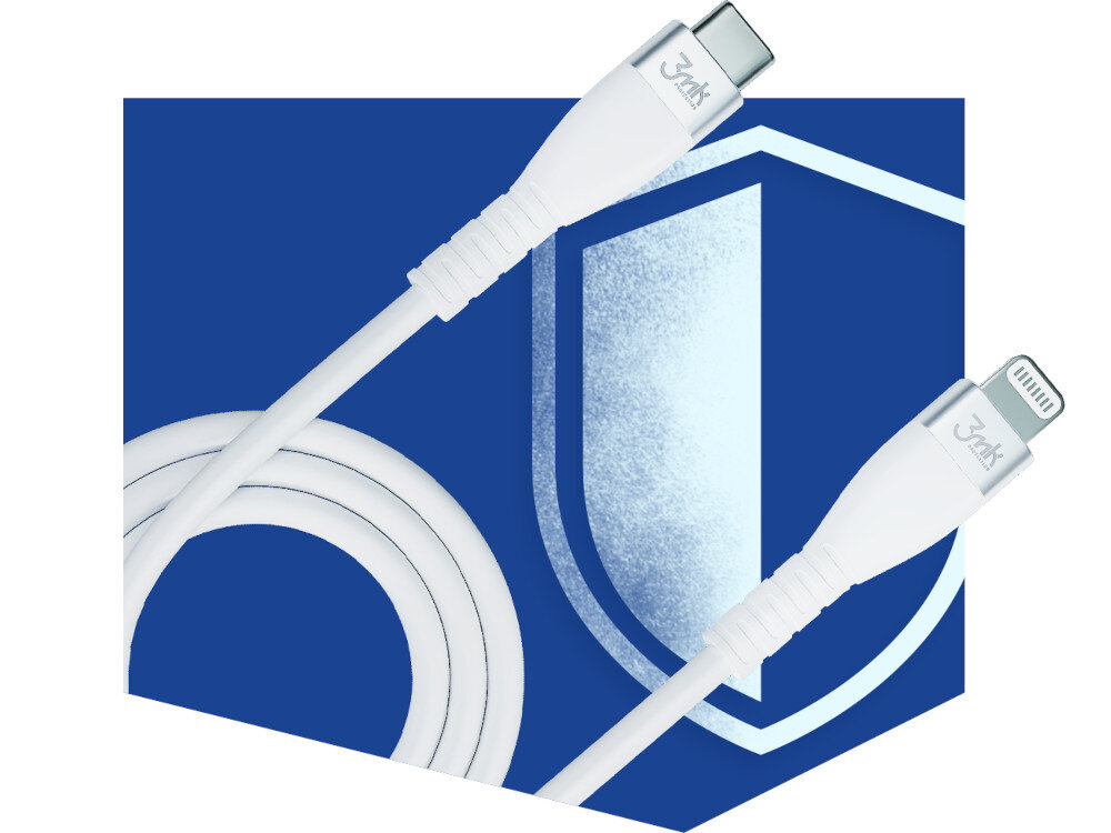 Kabel USB-C - Lightning 3MK Hyper Silicone Cable 1 m wytrzymalszy od standardowych kabli