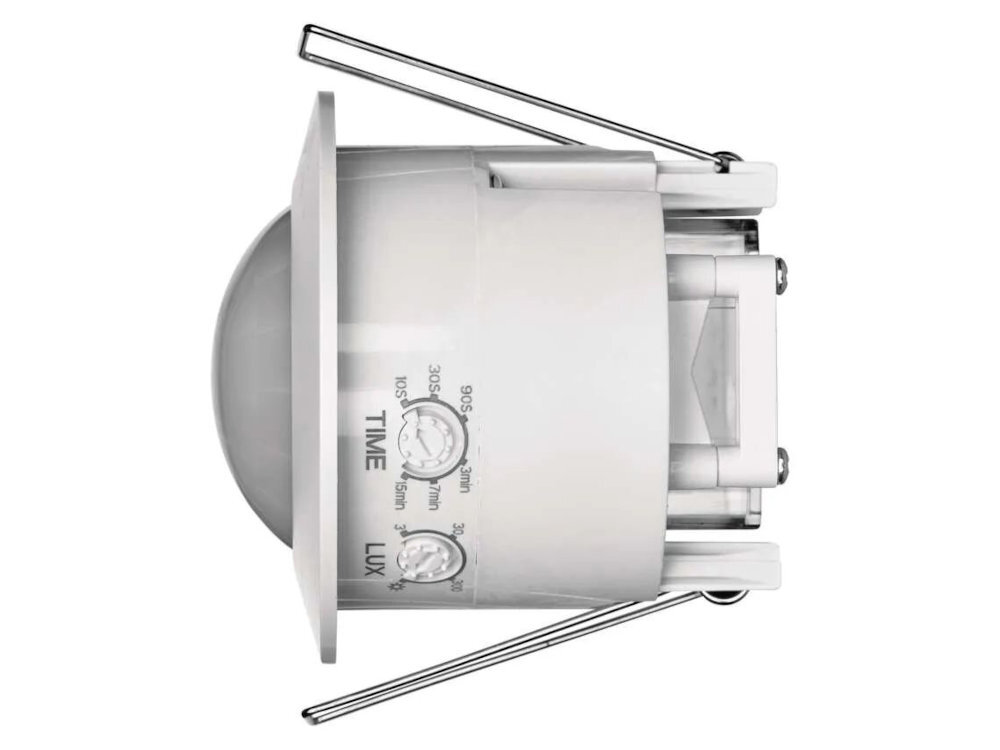 EMOS G1160 EMOS G1160 automatycznie sterować oświetleniem PIR (podczerwieni) detekcji małych zmianach położenia korytarzy, klatek schodowych, garaży i pomieszczeń użytkowych - czujnik na białym tle od boku