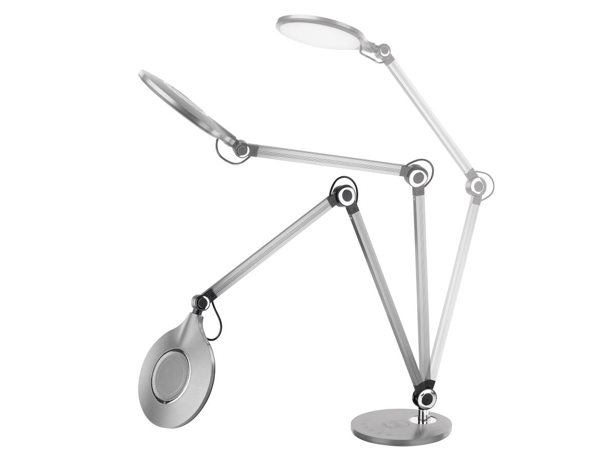 Lampa biurkowa EMOS Karen Z7615, swobodne, kierunek, możliwość, przewód, na białym tle lampka z wizualizacją swodobnego ustawienia kierunku