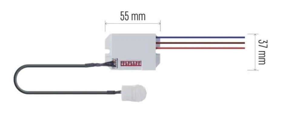 EMOS G1110 EMOS G1110 trwałych materiałów stopień ochrony IP44 napięciu 230 V / 50 Hz obciążenie rezystancyjne do 1200 W pojemnościowe do 600 W - czujnik na białym tle z wymiarami