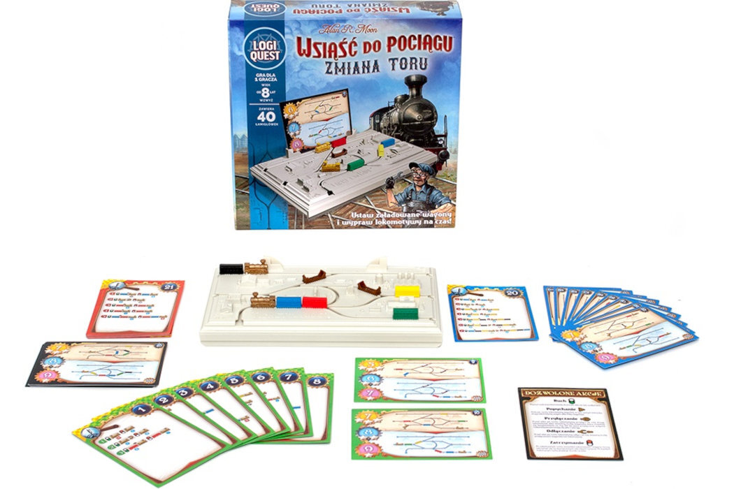 Gra planszowa REBEL Logiquest: Wsiąść do Pociągu - Zmiana toru wyposażenie