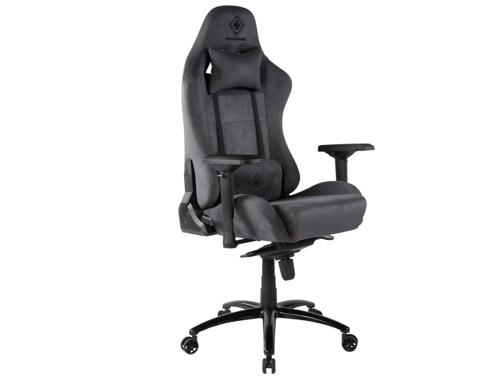 Fotel DELTACO DC440 Komfort wygoda regulacja podłokietniki poduszki sesje wielogodzinne kółka obciążenie mechanizm