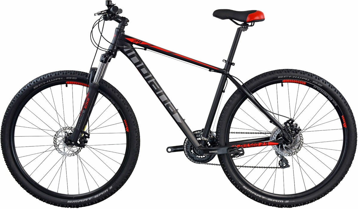 Rower górski MTB INDIANA X-Pulser 2.9 M19 29 cali męski Czarno-czerwony wyglad front bok