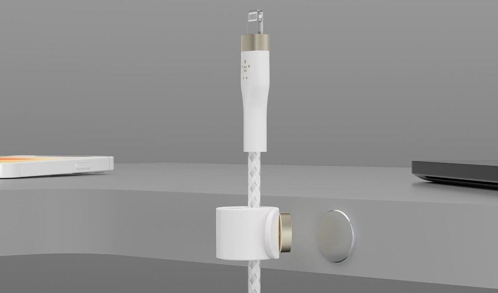 Kabel USB - Lightning BELKIN Braided Silicon przycisk magnetyczny płytka montaż demontaż