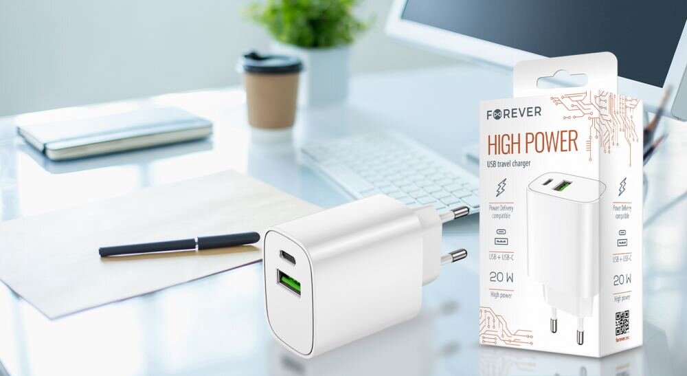 Ładowarka sieciowa Forever LS-04 20W usb-a usb-c dwa porty