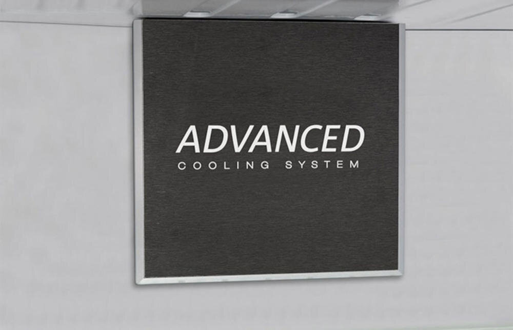 SHARP SJFF-560EVBEU wnętrze lodówka advanced no frost system rozprowadzanie powietrze komora chłodziarka zamrażarka szron widoczność oświetlenie led