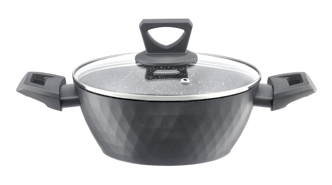Garnek AMBITION Diamond 20 cm raczki typu Soft Touch nieprzywierajaca powloka Qualum Basic Stone Edition