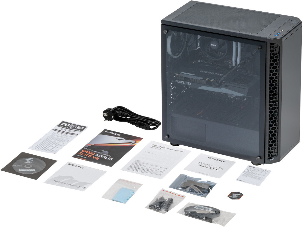 Komputer MAD DOG MD3600-A07 R5-3600 16GB RAM 500GB SSD GeForce RTX3060 Windows 11 Home zawartość opakowania