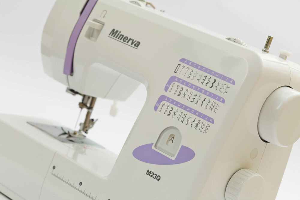 Maszyna do szycia MINERVA M23Q wymiary klasa Heavy duty intensywne użytkowanie w pełni metalowa konstrukcja stabilność trwałość moc silnika 70 W dla hobbystów szycie cięższych projektów 