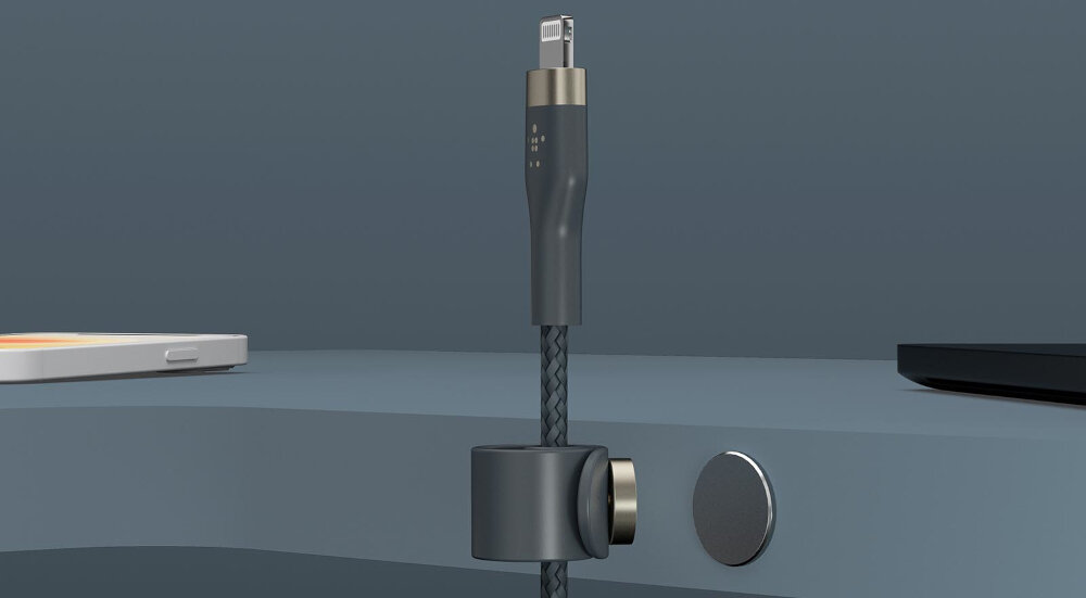 Kabel USB - Lightning BELKIN Braided Silicon przycisk magnetyczny płytka montaż demontaż
