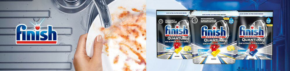 Kapsulki do zmywarek FINISH Quantum Infinity Shine 80 szt. ochrona szkla srebra naczyn skutecznie dzialaja