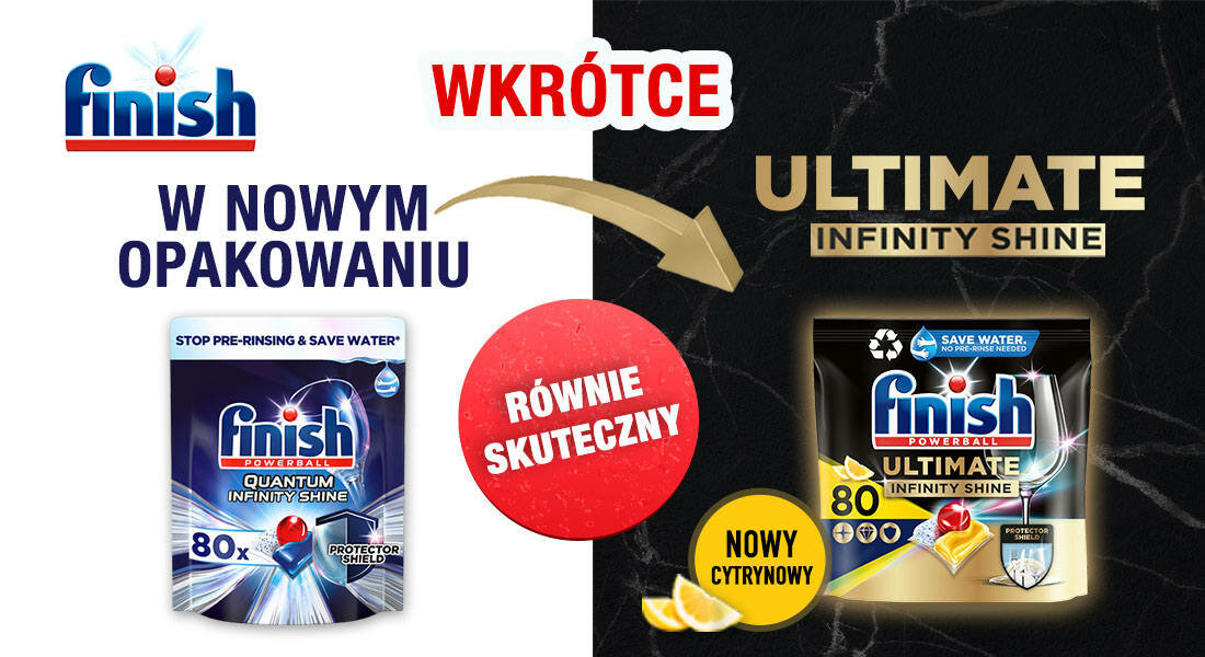 Kapsułki do zmywarek FINISH Quantum Infinity Shine 80 szt. nowy wyglad