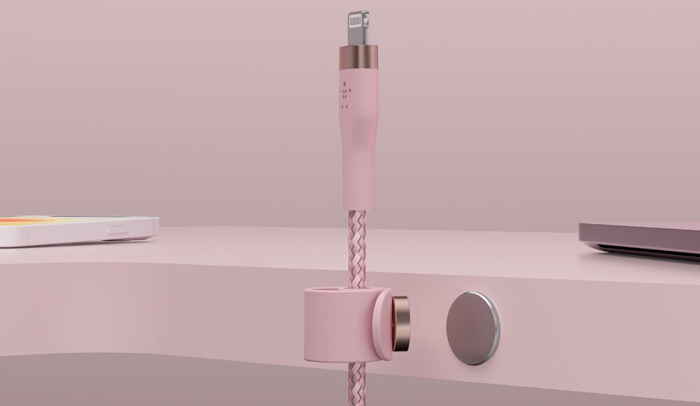 Kabel USB - Lightning BELKIN Braided Silicon przycisk magnetyczny płytka montaż demontaż
