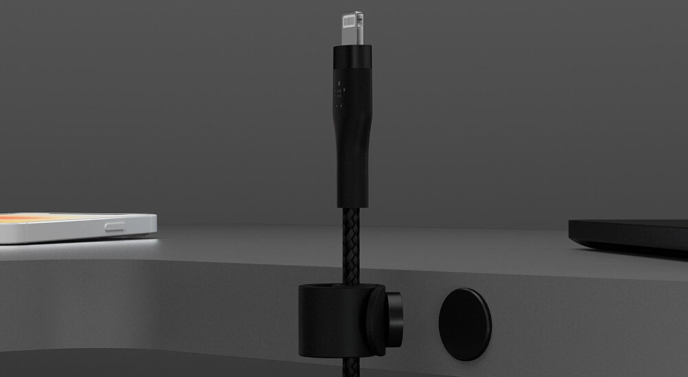 Kabel USB - Lightning BELKIN Braided Silicon przycisk magnetyczny płytka montaż demontaż