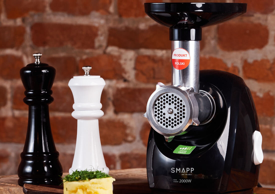 Maszynka do mięsa SMAPP 489.8 czarna Parametry techniczne moc 2000W rozmiar sitek