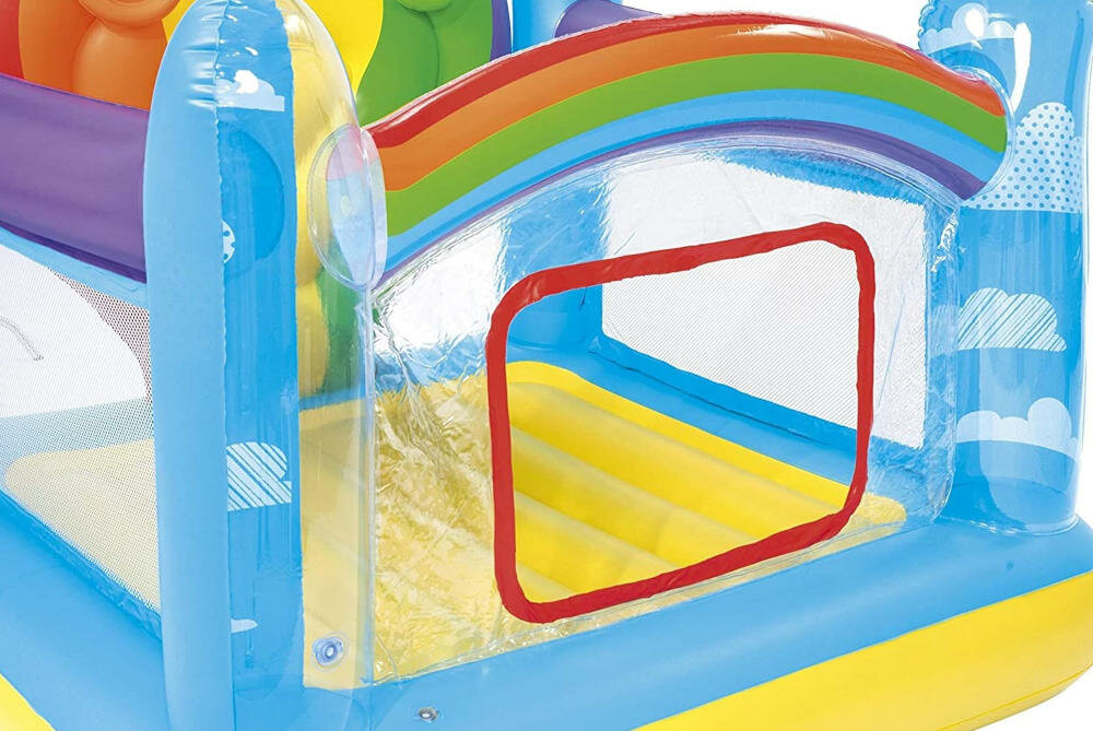 BESTWAY zamek wnętrze wejście przezroczyste ściany przepuszczanie światło rodzice opiekunowie zabawa dzieci