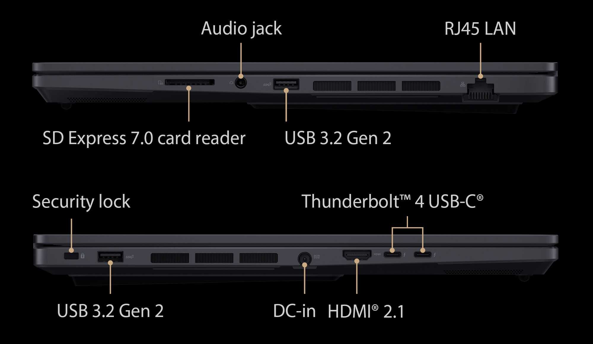 Laptop ASUS ProArt Studiobook Pro16 - Thunderbolt 4 USB-C 