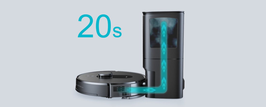 Robot sprzatajacy 360 S8 Plus Czarny zbiornik ze smieciami pojemnosc 4 l automatyczny powrot do stacji oproznianie zbiornika