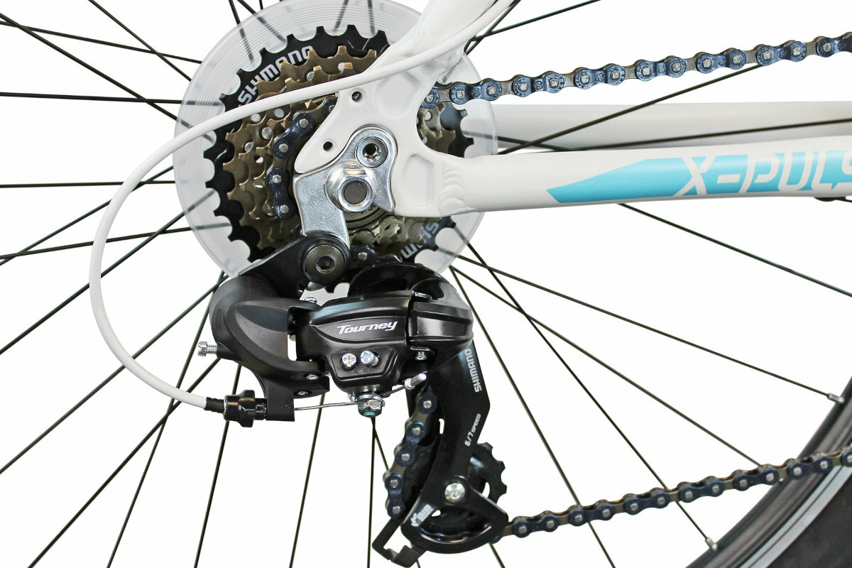 Rower górski MTB INDIANA X-Pulser 1.7 D15 27.5 cala damski Biało-niebieski przerzutki manetki