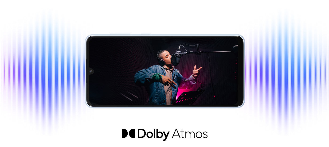 Głęboki, przestrzenny dźwięk zapewniają stereofoniczne głośniki nowego Samsunga Galaxy A33 dostępnego w ofercie Media Expert