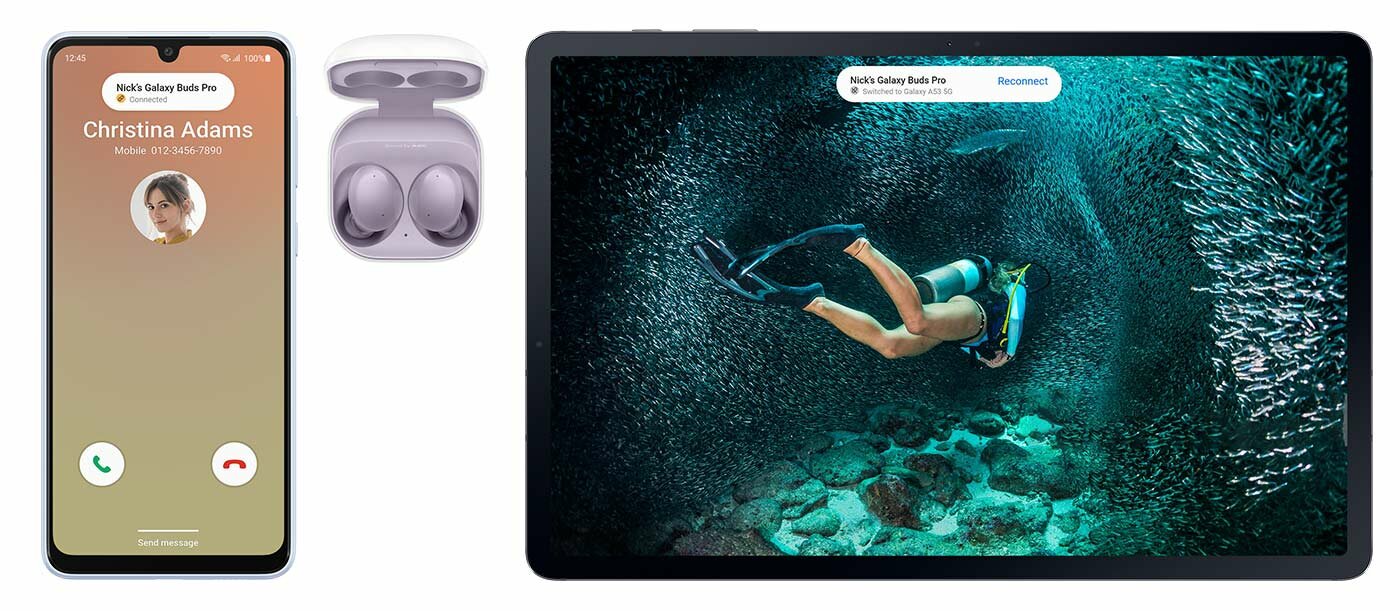 Urządzenia Galaxy są w pełni kompatybilne ze sobą, zapewniając płynną współpracę 