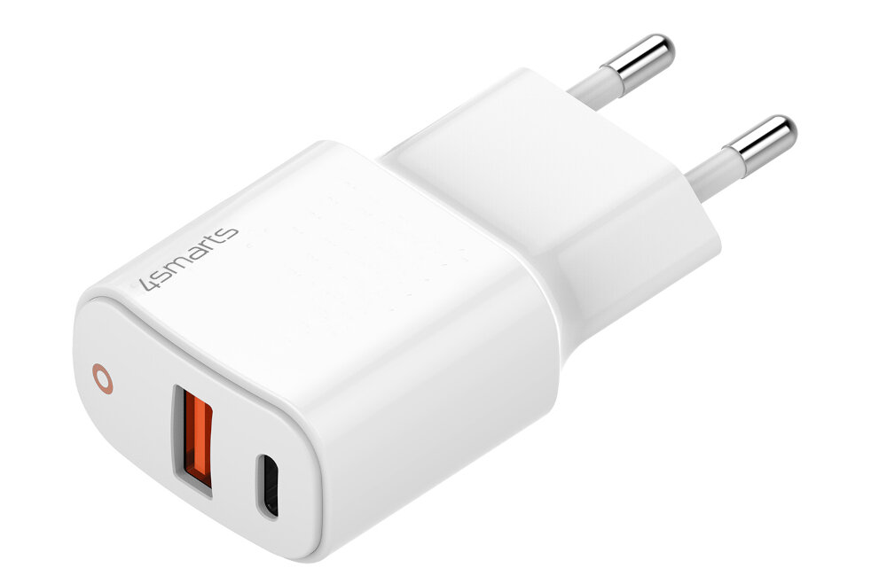 Ładowarka sieciowa 4SMARTS DoublePort PD 30W Biały wakacje podróż kompaktowy kształt wymiary różne rodzaje telefony