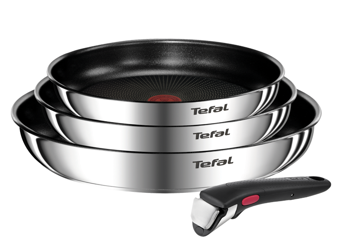 Zestaw patelni TEFAL Ingenio Emotion L897S474 z odpinaną rączką.