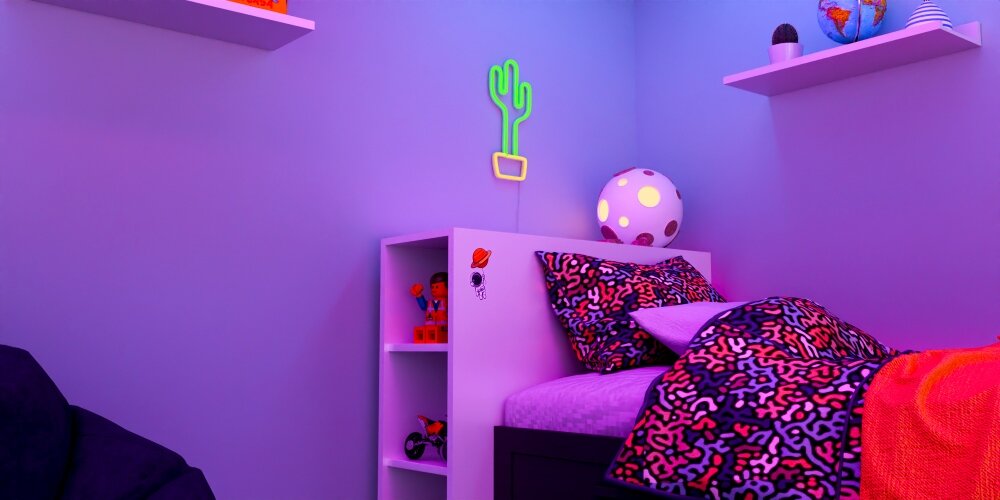 Neon LED FOREVER LIGHT Kaktus RTV100211 haczyki montaż ściana światło rozproszenie salon sypialnia pokój dziecka