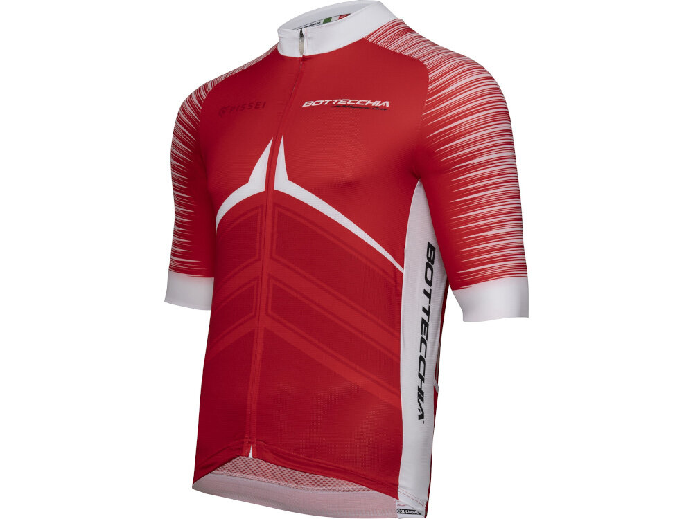 Koszulka rowerowa BOTTECCHIA Pro rozmiar M koszulka od przodu wygoda przylegajaca do ciala wspiera aerodynamike komfort jazdy elastyczny material dla kolarzy szosowych optymalne dopasowanie dobra wentylacja miejsce na niezbedne akcesoria