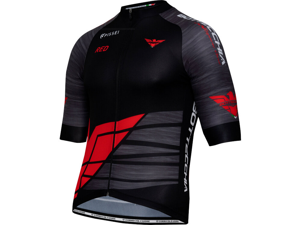 Koszulka rowerowa BOTTECCHIA Red Lab rozmiar M koszulka od przodu wygoda przylegajaca do ciala wspiera aerodynamike komfort jazdy elastyczny material dla kolarzy szosowych optymalne dopasowanie dobra wentylacja miejsce na niezbedne akcesoria