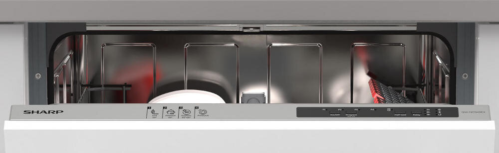 SHARP zmywarka panel zewnętrzny drzwi urządzenie prosta wygodna obsługa czytelne symbole