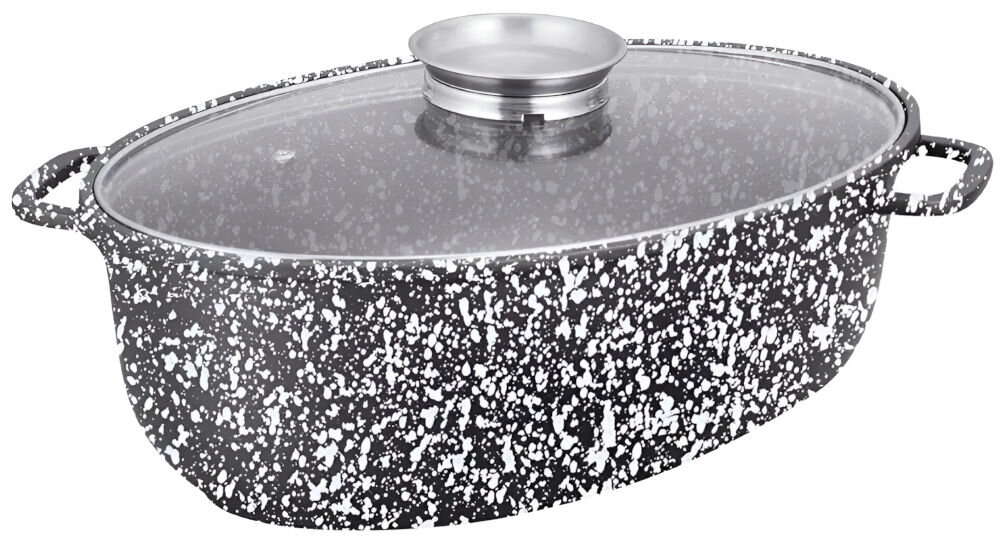 Brytfanna KLAUSBERG KB-7367 38 cm brytfanna naczynie marmurek uchwyty szklana pokrywka 