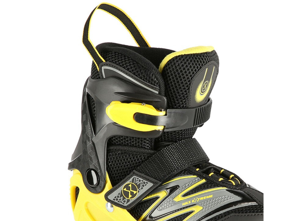 Łyżworolki NILS EXTREME NA11010 (rozmiar 39-42) nowoczesne wzornictwo czarno-żółte z miękkiego materiału EVA siatki MESH pianki o dużej gęstości